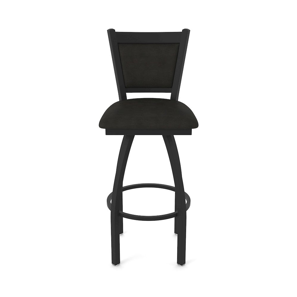 Swivel Bar Stool with Black Wrinkle Finish and Canter Espresso Seat and Back