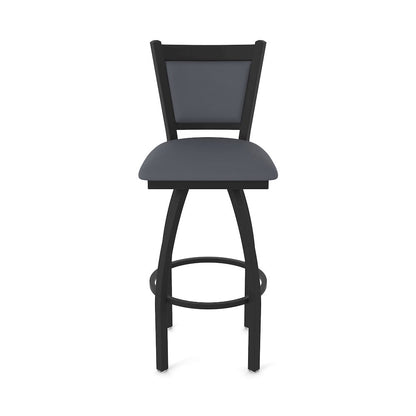 Swivel Bar Stool with Black Wrinkle Finish and Canter Storm Seat and Back