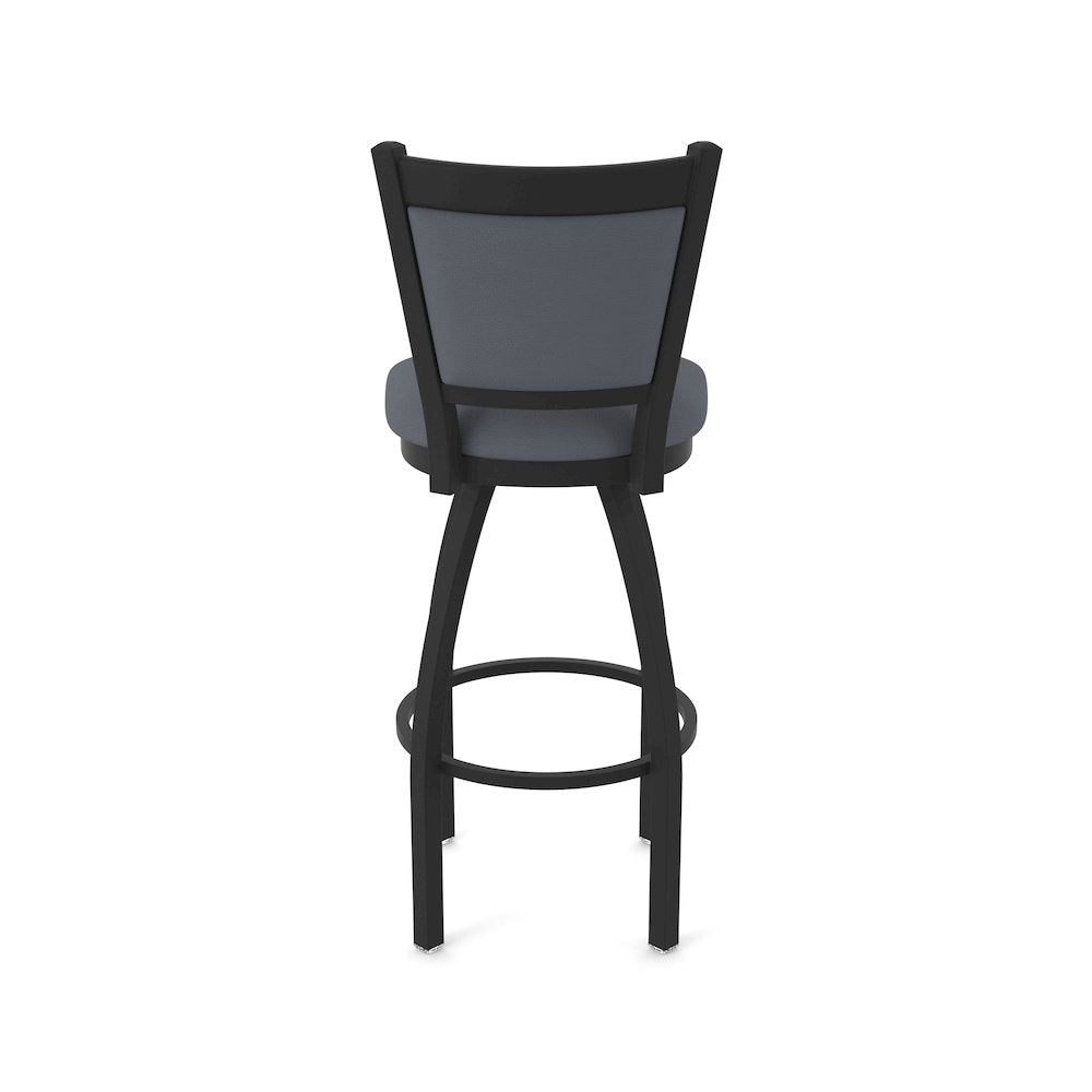 Swivel Bar Stool with Black Wrinkle Finish and Canter Storm Seat and Back