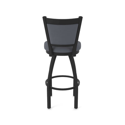 Swivel Bar Stool with Black Wrinkle Finish and Canter Storm Seat and Back