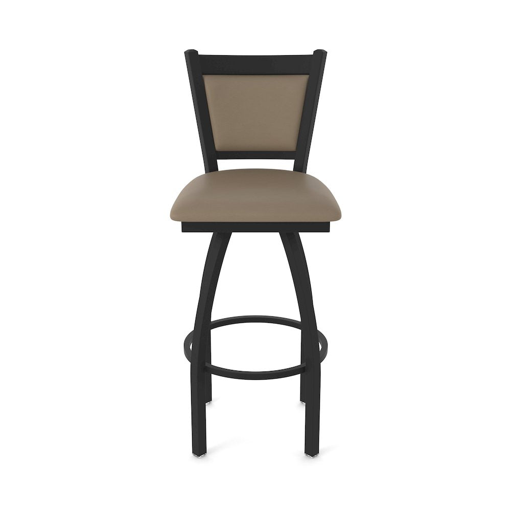 Swivel Bar Stool with Black Wrinkle Finish and Canter Earth Seat and Back