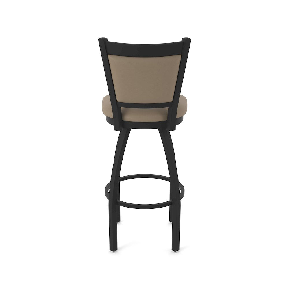 Swivel Bar Stool with Black Wrinkle Finish and Canter Earth Seat and Back