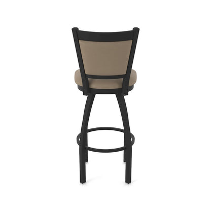 Swivel Bar Stool with Black Wrinkle Finish and Canter Earth Seat and Back