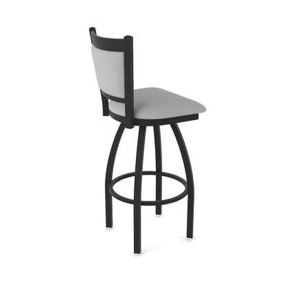 Swivel Bar Stool with Black Wrinkle Finish and Canter Folkstone Grey Seat