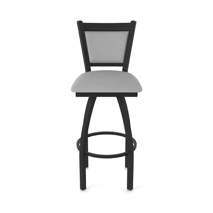 Swivel Bar Stool with Black Wrinkle Finish and Canter Folkstone Grey Seat
