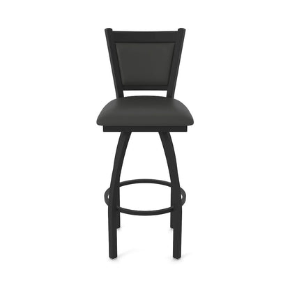 Swivel Bar Stool with Black Wrinkle Finish and Canter Iron Seat and Back