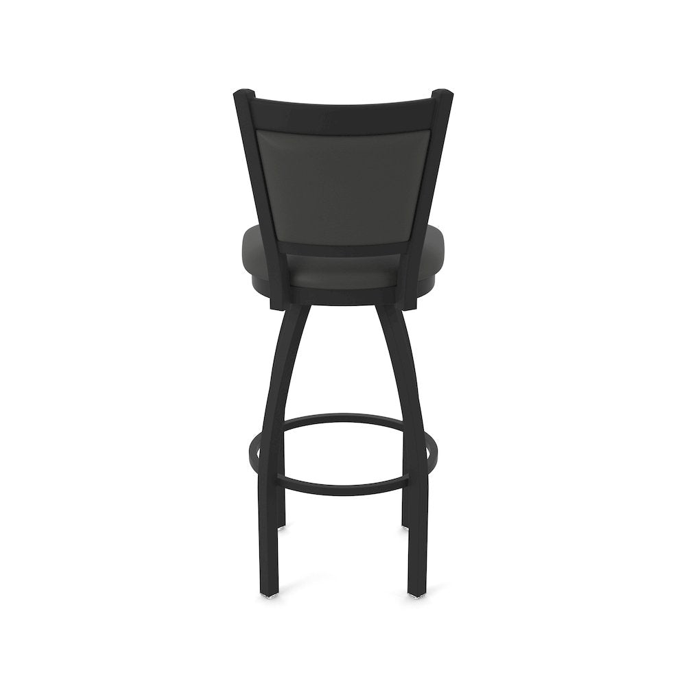 Swivel Bar Stool with Black Wrinkle Finish and Canter Iron Seat and Back