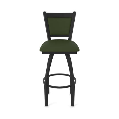 Swivel Bar Stool with Black Wrinkle Finish and Canter Pine Seat and Back