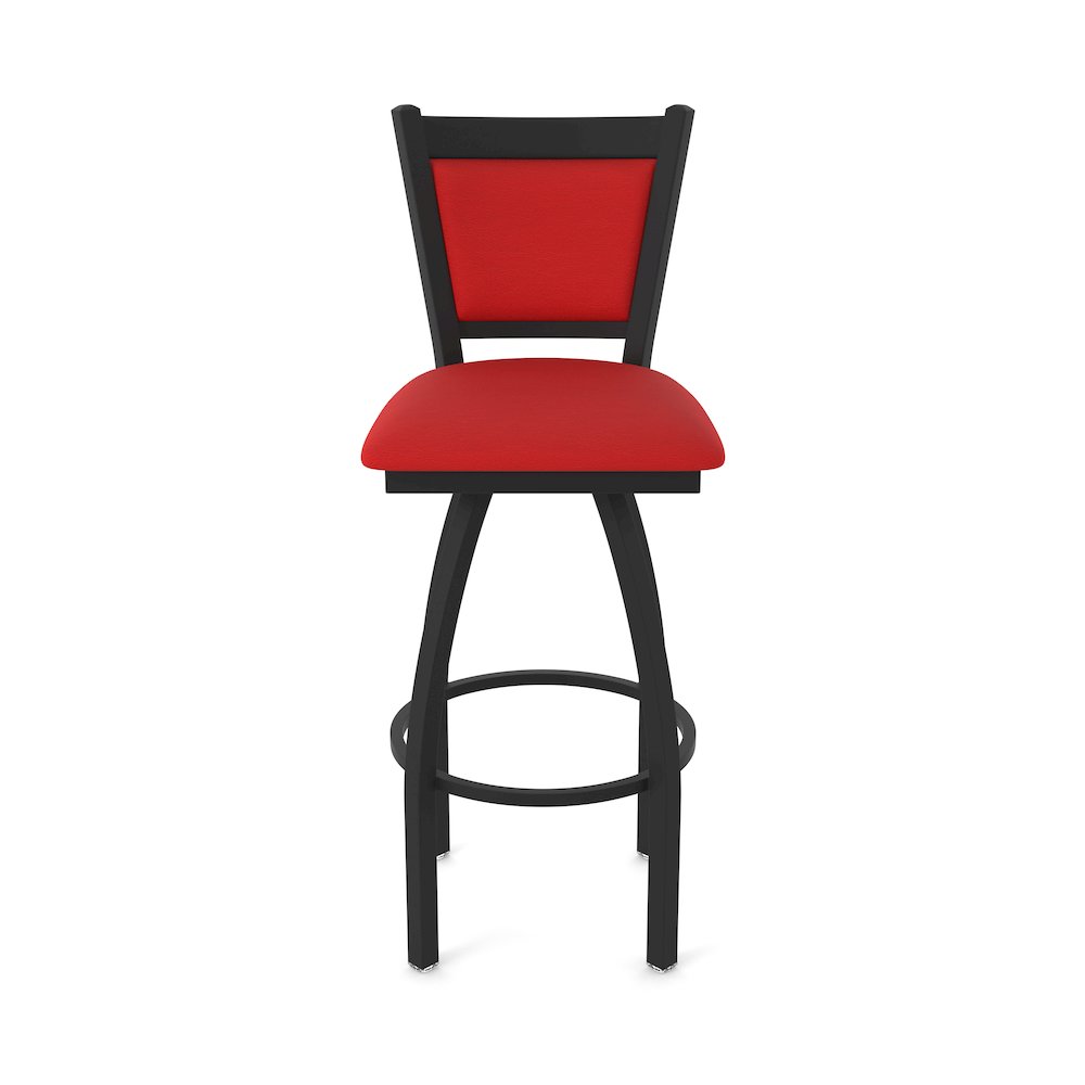Swivel Bar Stool with Black Wrinkle Finish and Canter Red Seat and Back