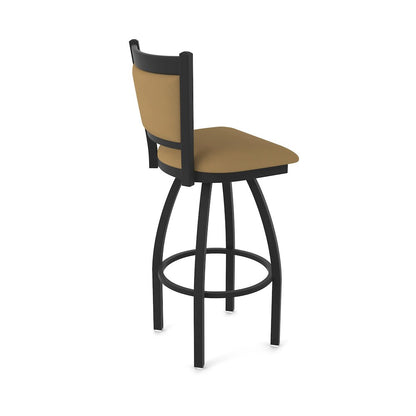 Swivel Bar Stool with Black Wrinkle Finish and Canter Saddle Seat and Back