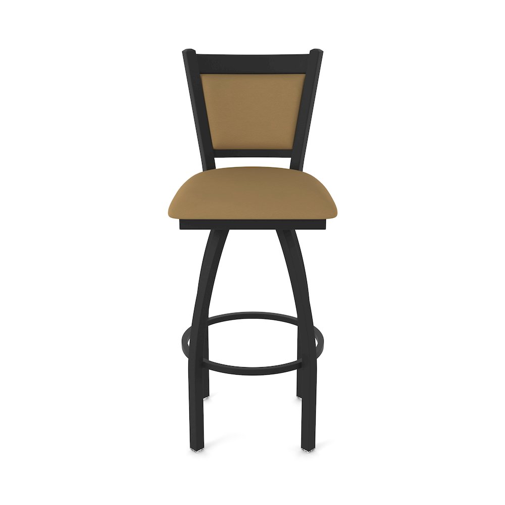 Swivel Bar Stool with Black Wrinkle Finish and Canter Saddle Seat and Back