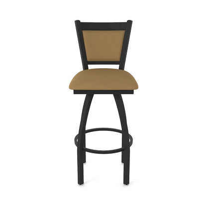 Swivel Bar Stool with Black Wrinkle Finish and Canter Saddle Seat and Back