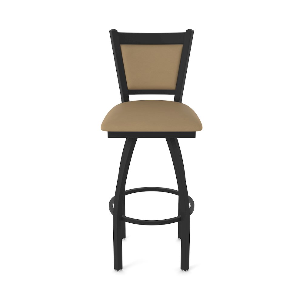 Swivel Bar Stool with Black Wrinkle Finish and Canter Sand Seat and Back