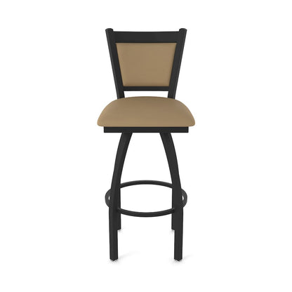 Swivel Bar Stool with Black Wrinkle Finish and Canter Sand Seat and Back
