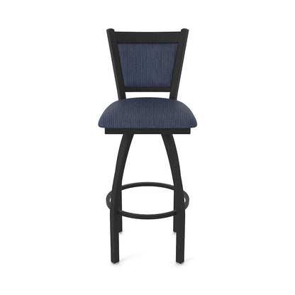 Swivel Bar Stool with Black Wrinkle Finish and Graph Anchor Seat and Back
