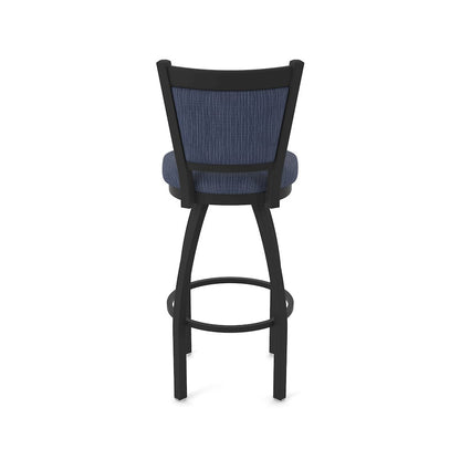 Swivel Bar Stool with Black Wrinkle Finish and Graph Anchor Seat and Back