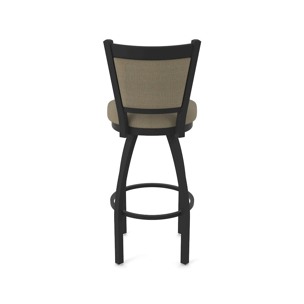 Swivel Bar Stool with Black Wrinkle Finish and Graph Cork Seat and Back