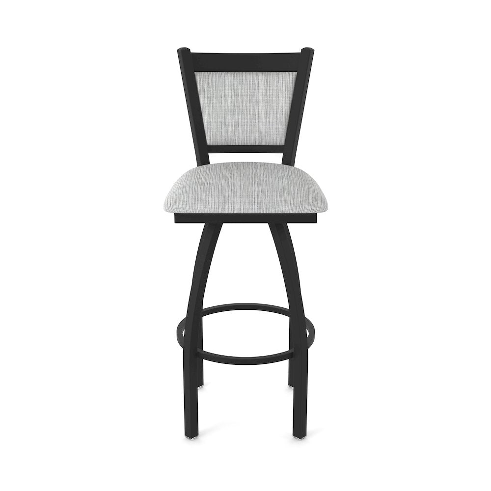 Swivel Bar Stool with Black Wrinkle Finish and Graph Alpine Seat and Back
