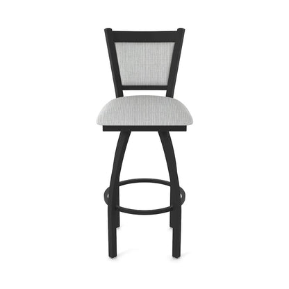 Swivel Bar Stool with Black Wrinkle Finish and Graph Alpine Seat and Back