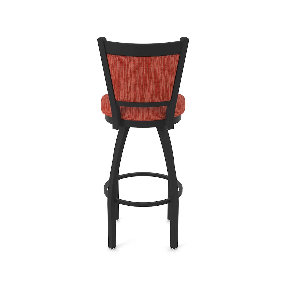 Swivel Bar Stool with Black Wrinkle Finish and Graph Poppy Seat and Back