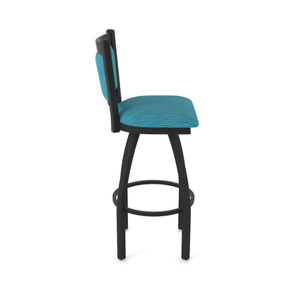 Swivel Bar Stool with Black Wrinkle Finish and Graph Tidal Seat and Back