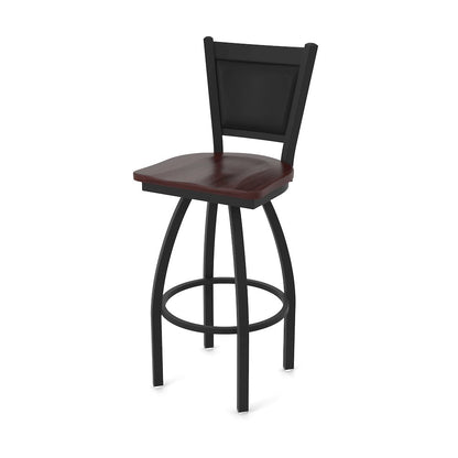 Swivel Bar Stool with Black Wrinkle Finish and Dark Cherry Maple Seat