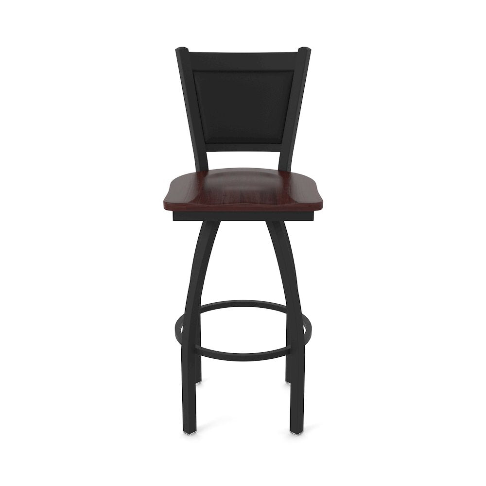 Swivel Bar Stool with Black Wrinkle Finish and Dark Cherry Maple Seat