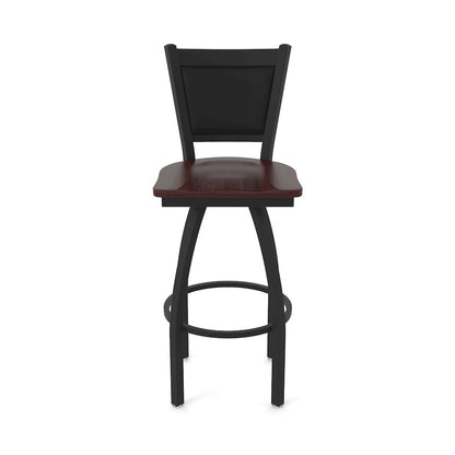 Swivel Bar Stool with Black Wrinkle Finish and Dark Cherry Maple Seat
