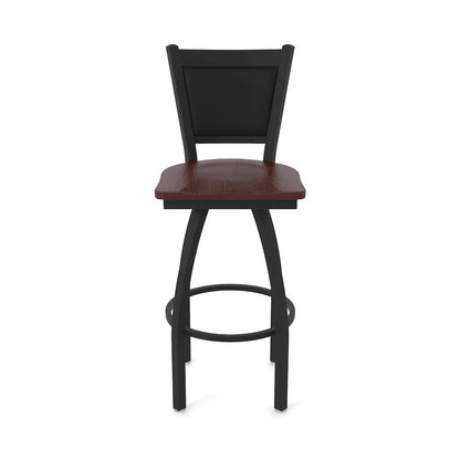 Swivel Bar Stool with Black Wrinkle Finish and Dark Cherry Oak Seat