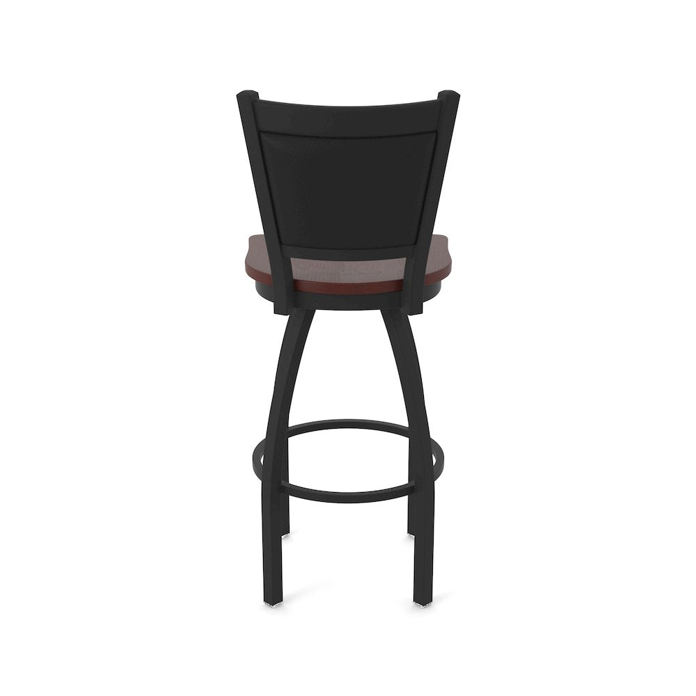 Swivel Bar Stool with Black Wrinkle Finish and Dark Cherry Oak Seat