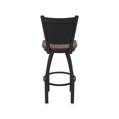 Swivel Bar Stool with Black Wrinkle Finish and Dark Cherry Oak Seat
