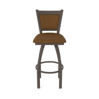 Swivel Bar Stool with Bronze Finish and Canter Thatch Seat and Back