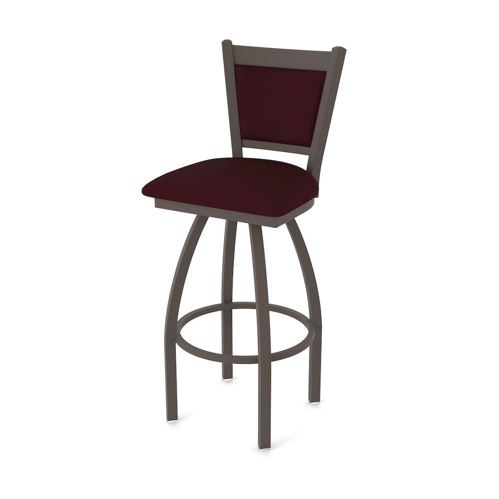 Swivel Bar Stool with Bronze Finish and Canter Bordeaux Seat and Back