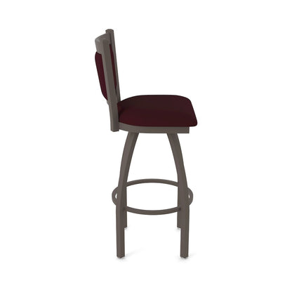 Swivel Bar Stool with Bronze Finish and Canter Bordeaux Seat and Back