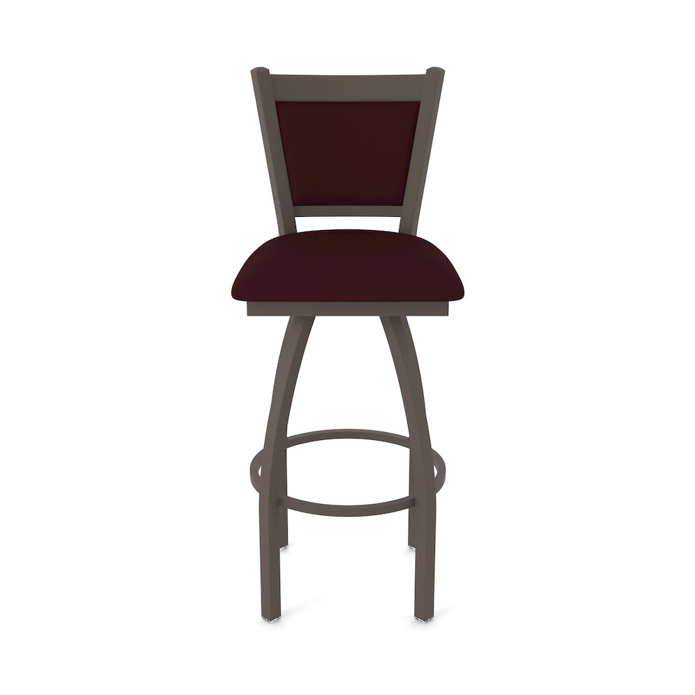 Swivel Bar Stool with Bronze Finish and Canter Bordeaux Seat and Back