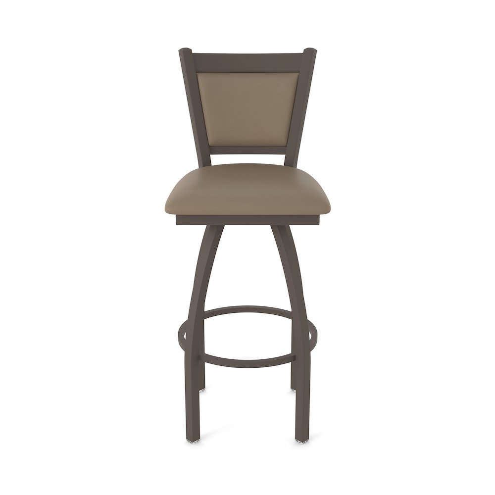 Swivel Bar Stool with Bronze Finish and Canter Earth Seat and Back