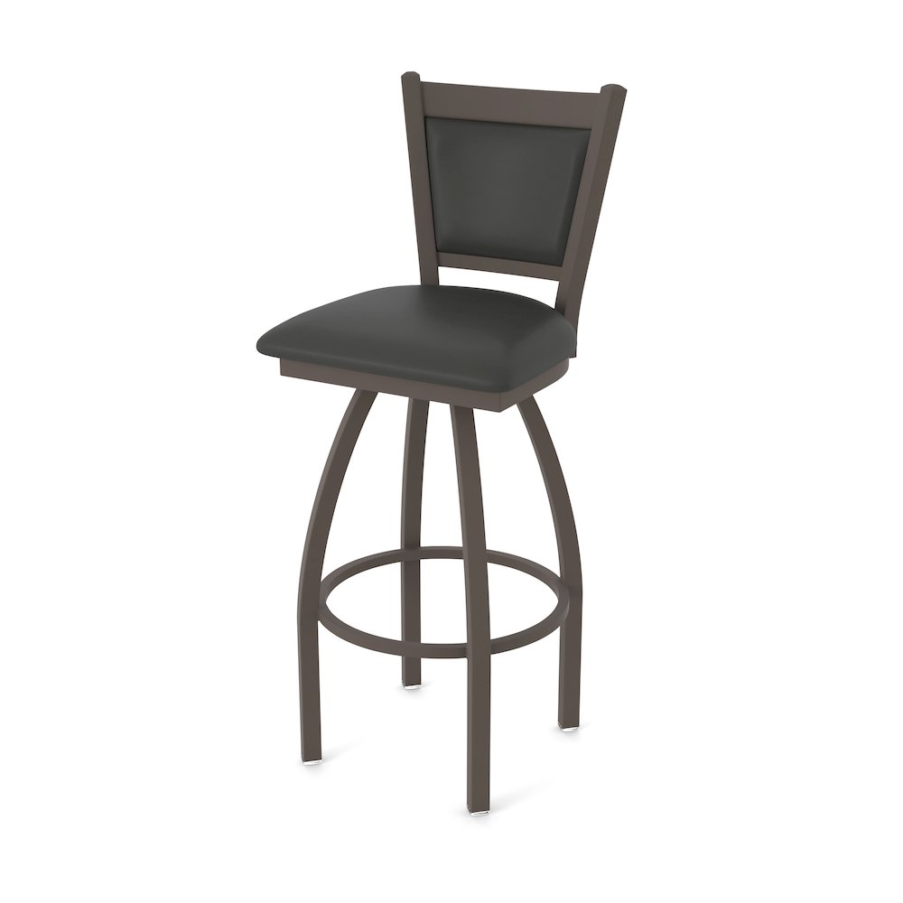 Swivel Bar Stool with Bronze Finish and Canter Iron Seat and Back