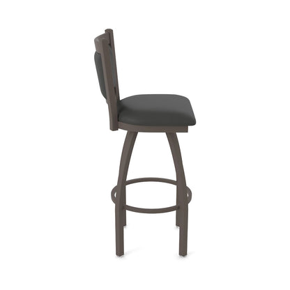 Swivel Bar Stool with Bronze Finish and Canter Iron Seat and Back
