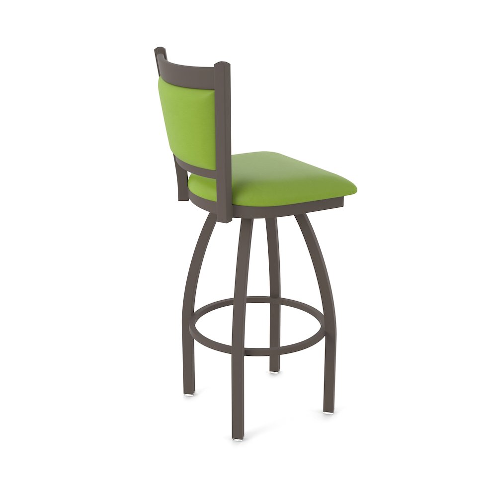 Swivel Bar Stool with Bronze Finish and Canter Kiwi Green Seat and Back