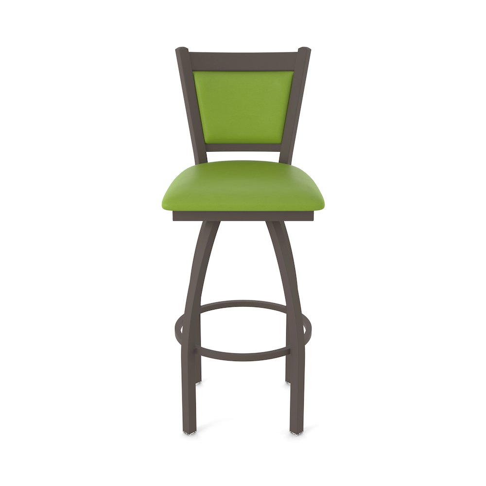 Swivel Bar Stool with Bronze Finish and Canter Kiwi Green Seat and Back