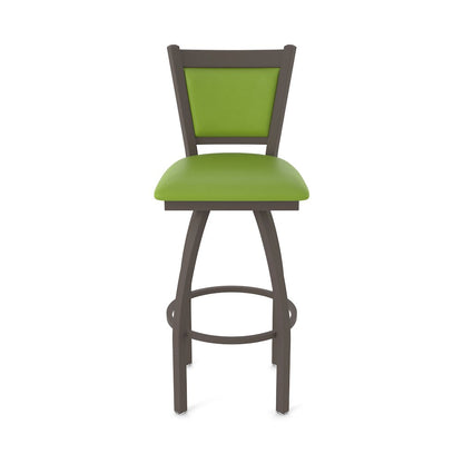 Swivel Bar Stool with Bronze Finish and Canter Kiwi Green Seat and Back