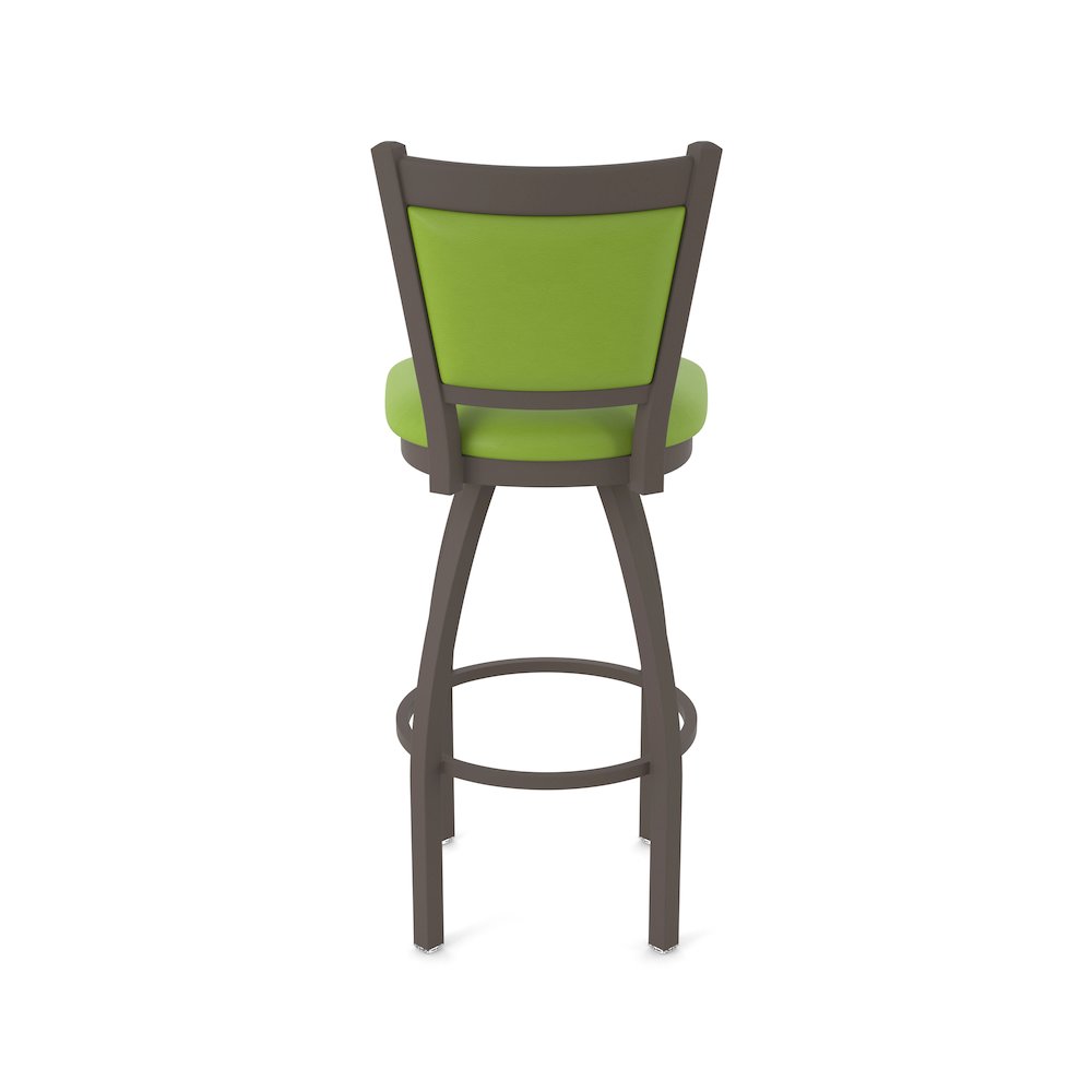 Swivel Bar Stool with Bronze Finish and Canter Kiwi Green Seat and Back