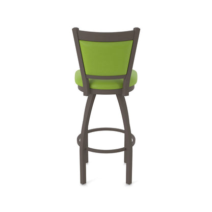 Swivel Bar Stool with Bronze Finish and Canter Kiwi Green Seat and Back
