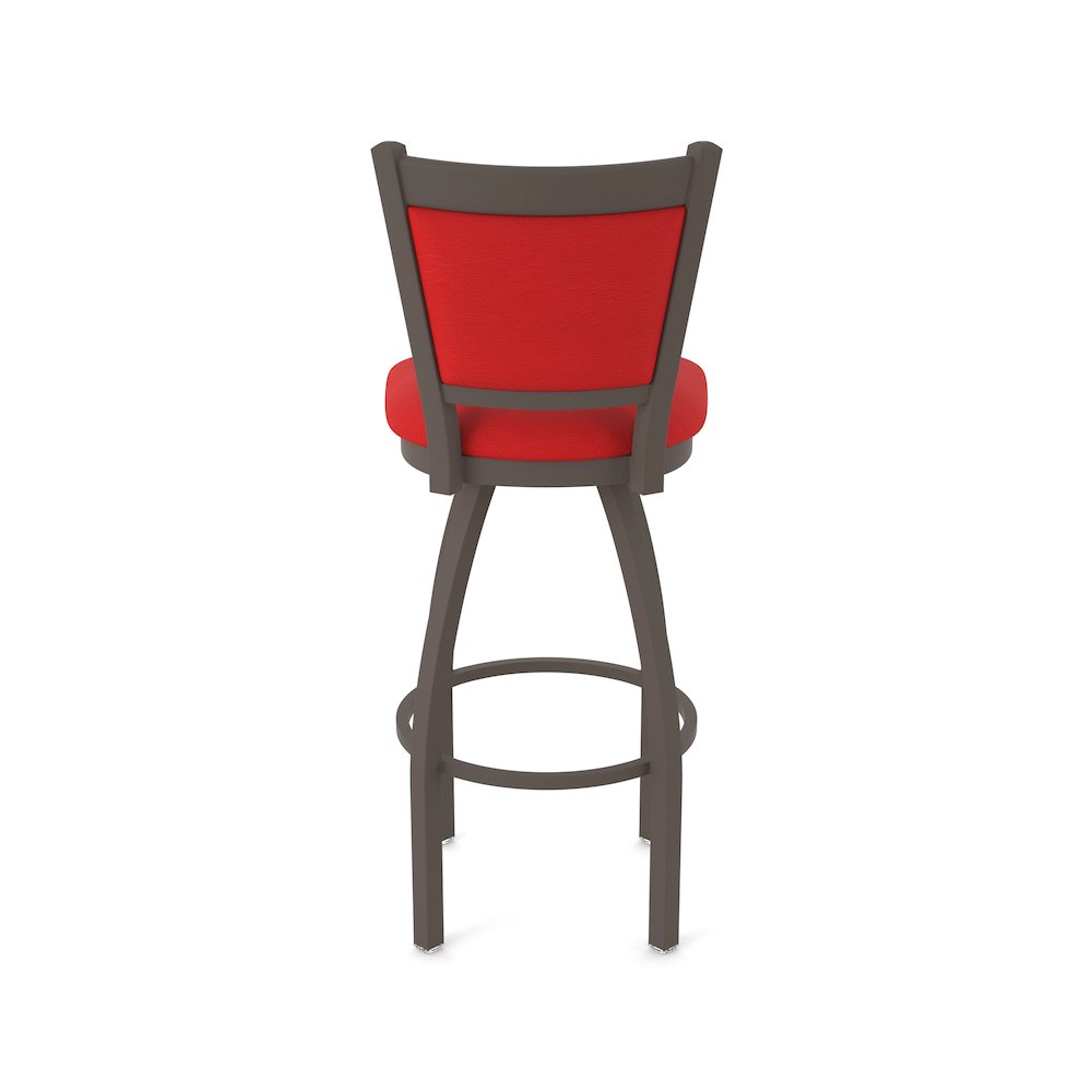 Swivel Bar Stool with Bronze Finish and Canter Red Seat and Back