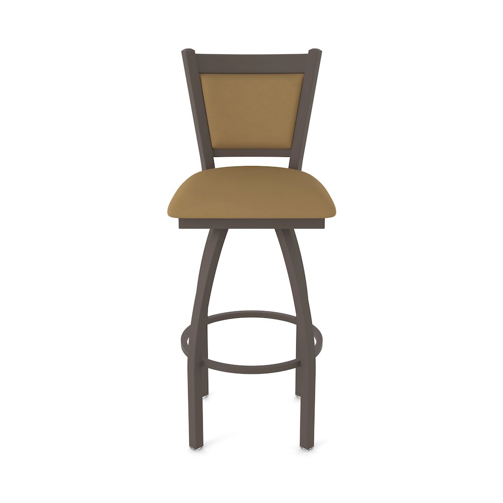 Swivel Bar Stool with Bronze Finish and Canter Saddle Seat and Back
