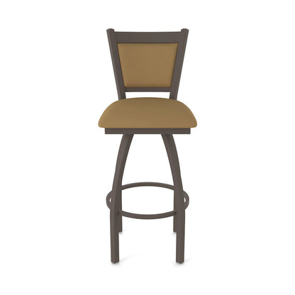 Swivel Bar Stool with Bronze Finish and Canter Saddle Seat and Back