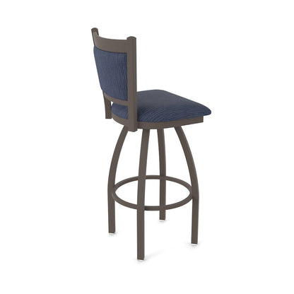 Swivel Bar Stool with Bronze Finish and Graph Anchor Seat and Back