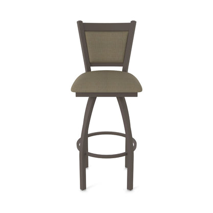 Swivel Bar Stool with Bronze Finish and Graph Cork Seat and Back