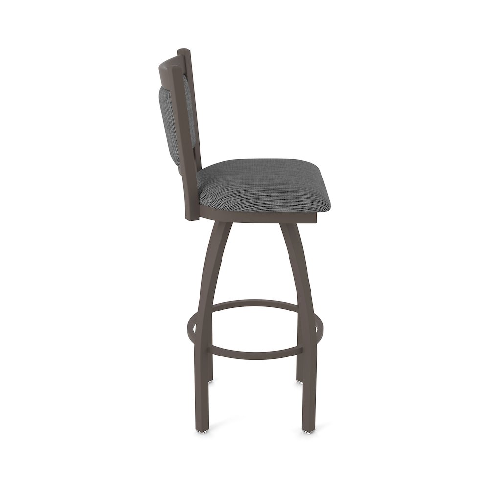 Swivel Bar Stool with Bronze Finish and Graph Coal Seat and Back
