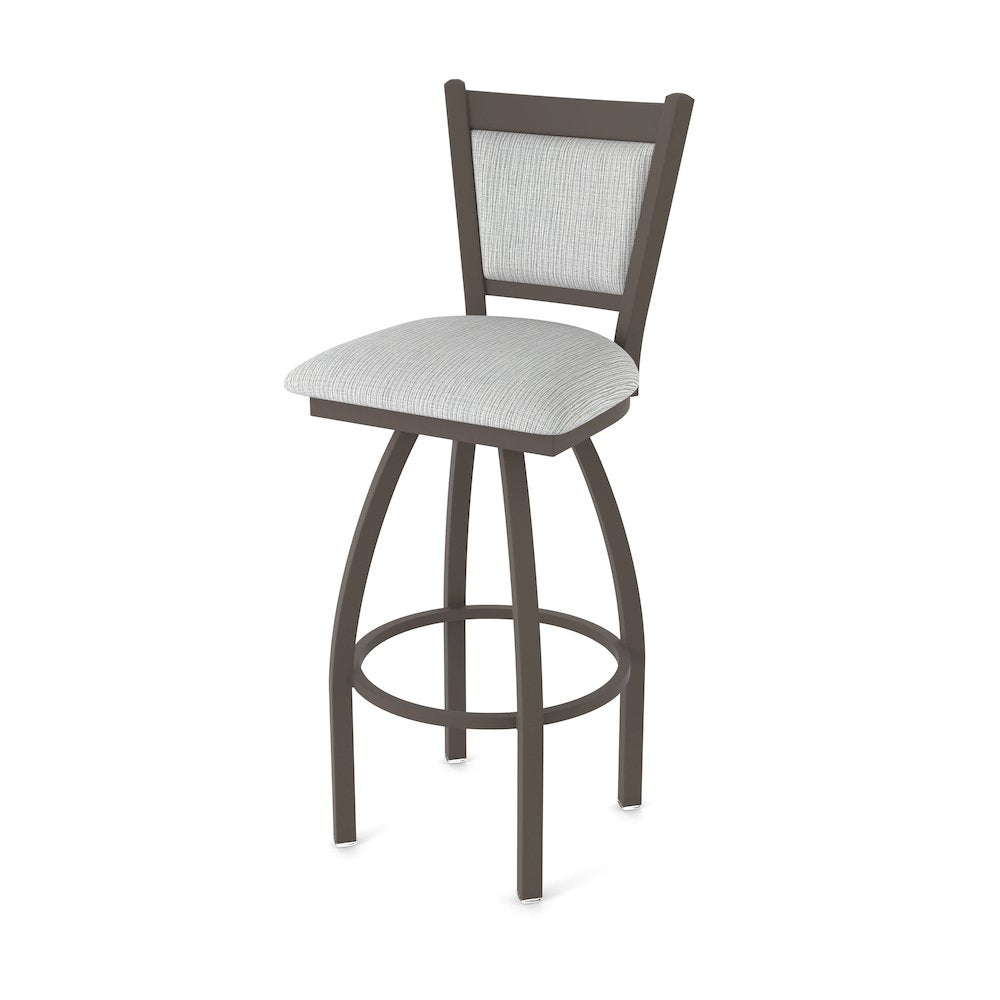 Swivel Bar Stool with Bronze Finish and Graph Alpine Seat and Back